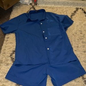 Two piece oversized short set Royal blue BNWOT NW